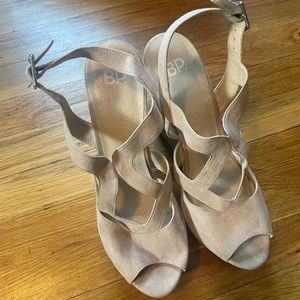 BP nude strappy wedges